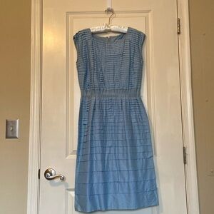 60s tiered baby blue wiggle dress with belt